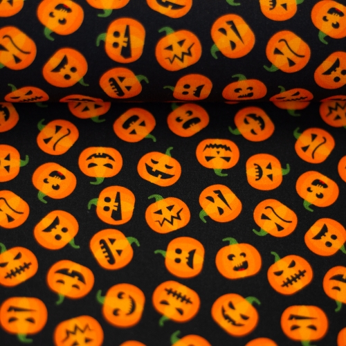 Baumwollstoff - Ghost - Kürbisse - dunkel